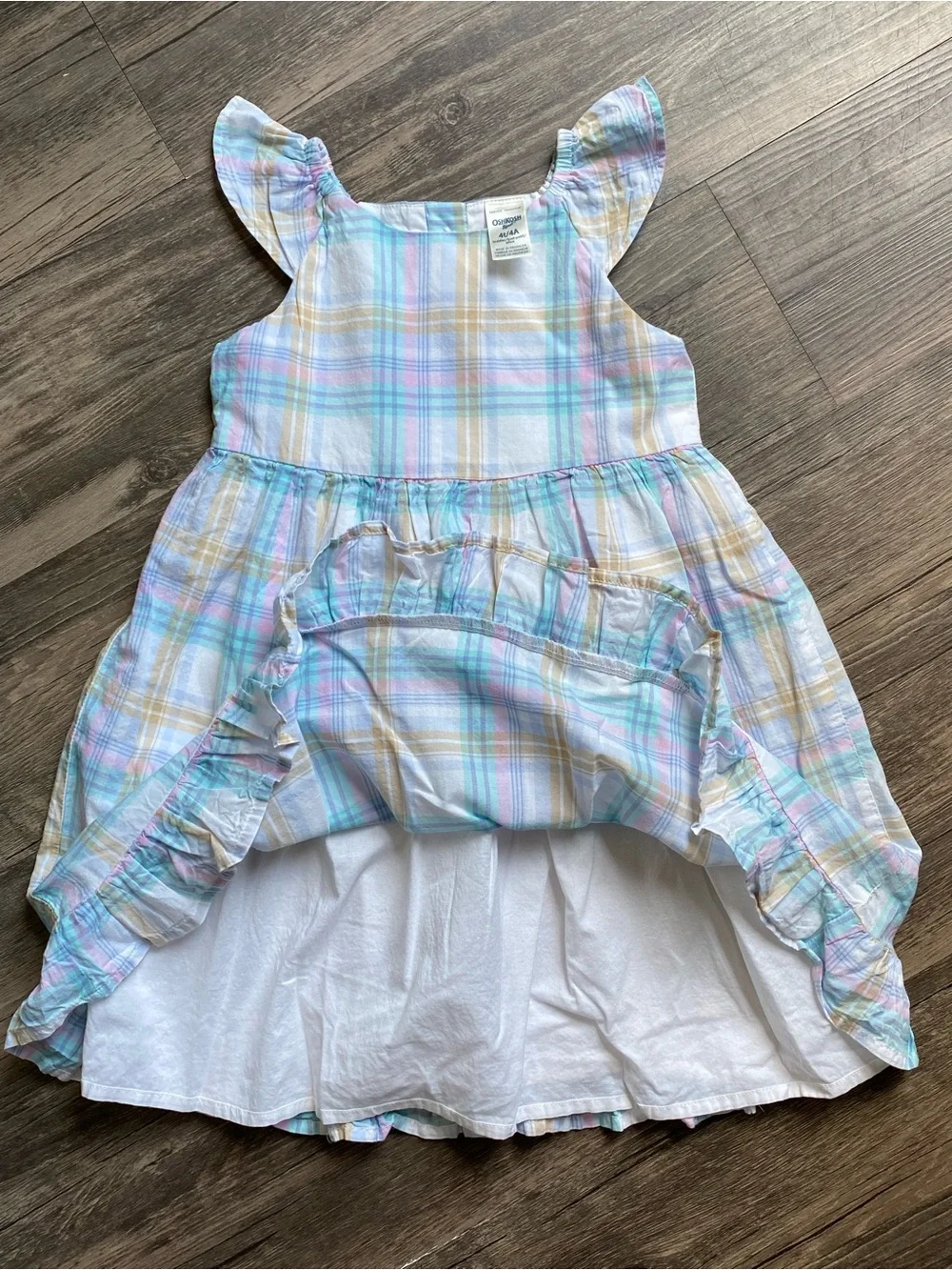 OshKosh B'gosh Pastel Plaid Ruffle Dress Size 4T